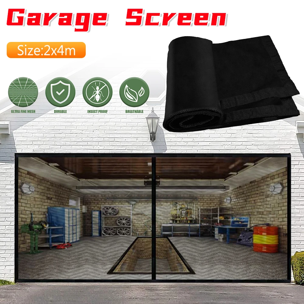

Москитная сетка для гаражных ворот, индивидуальный размер 2X4 см, летняя сетка от насекомых, автоматическое закрывающееся занавеска, подходит для гаражных ворот