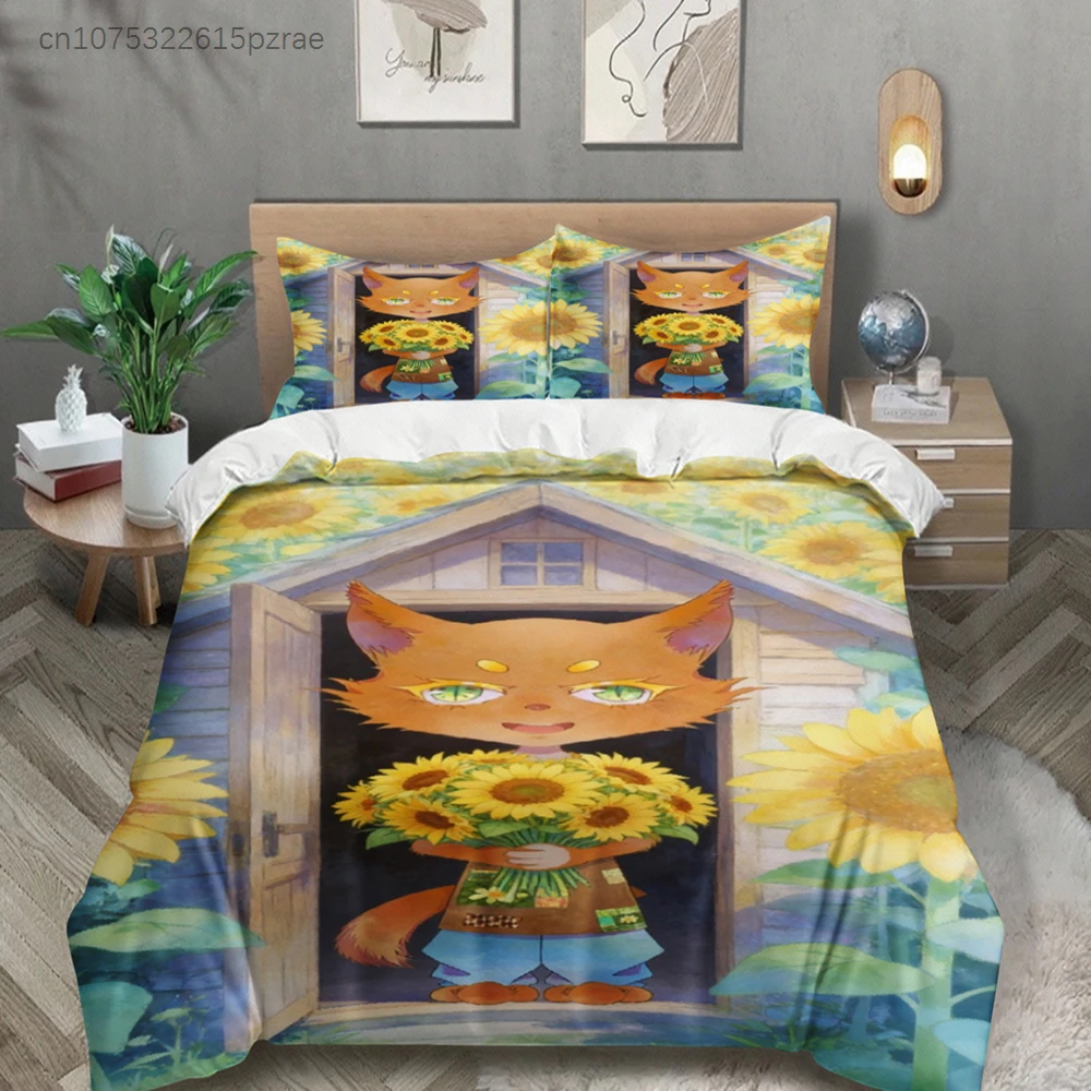 Sunflowers Bedding Set Softville Cozy Town Cute Fern The Quilt Fox With Duvet Cover Pillowcase For Children's Bedroom Decor