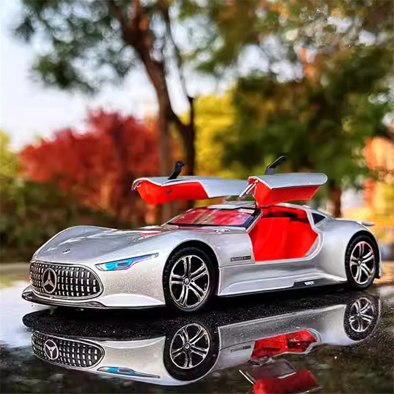 1:24 Benzs Vision GT Alloy Sports Car Model Diecast Metal Toy Racing Car Vehicle Model Simulation Sound and Light Childrens Gift