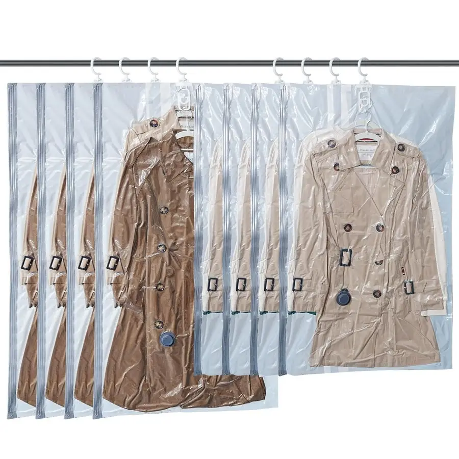 

Vacuum Storage Bags 8 Pack Hanging Vacuum Seal Bags for Clothing Coat Storage Suit Bags, Hanging Plastic Clothes Cover for Coat