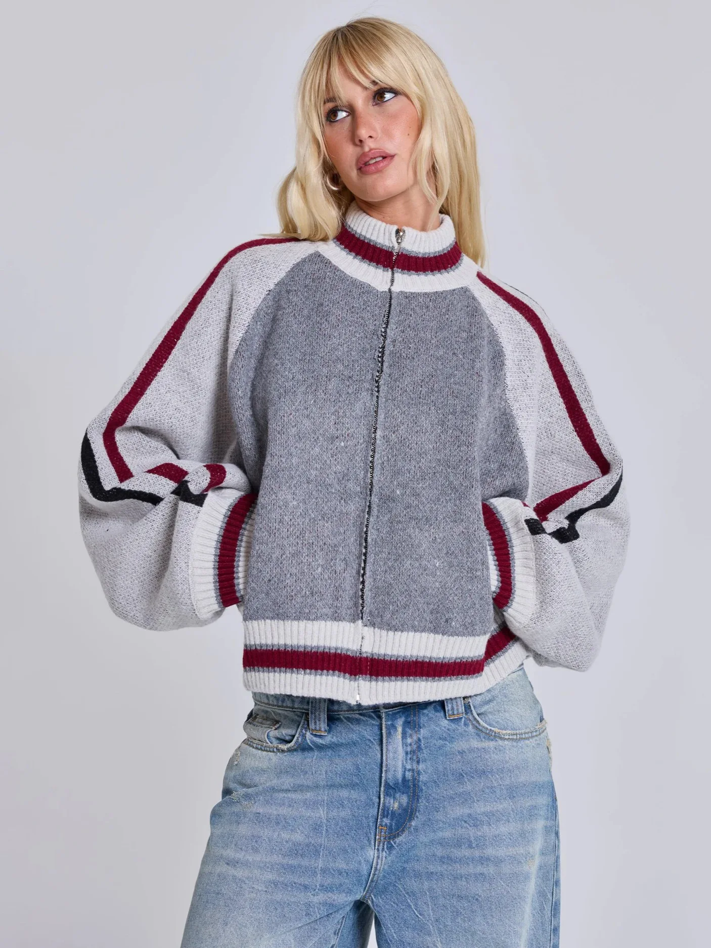 Herbst und Winter neue trendige Straßenmädchen amerikanische Retro-Buchstabe Pentagramm lose Strickpullover Strickjacke