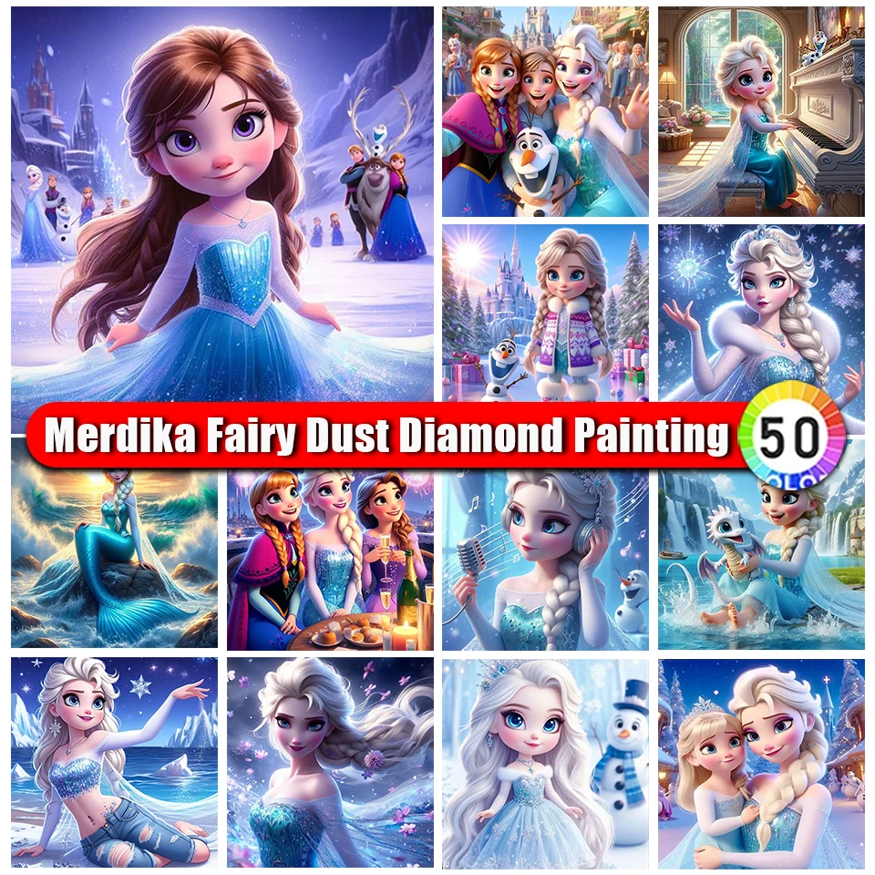 

Picture Size Fairy Dust Diamond Painting Cartoon Frozen Princess Anna Mosaic Diamond Embroidery Diy Children Gift Home Decor