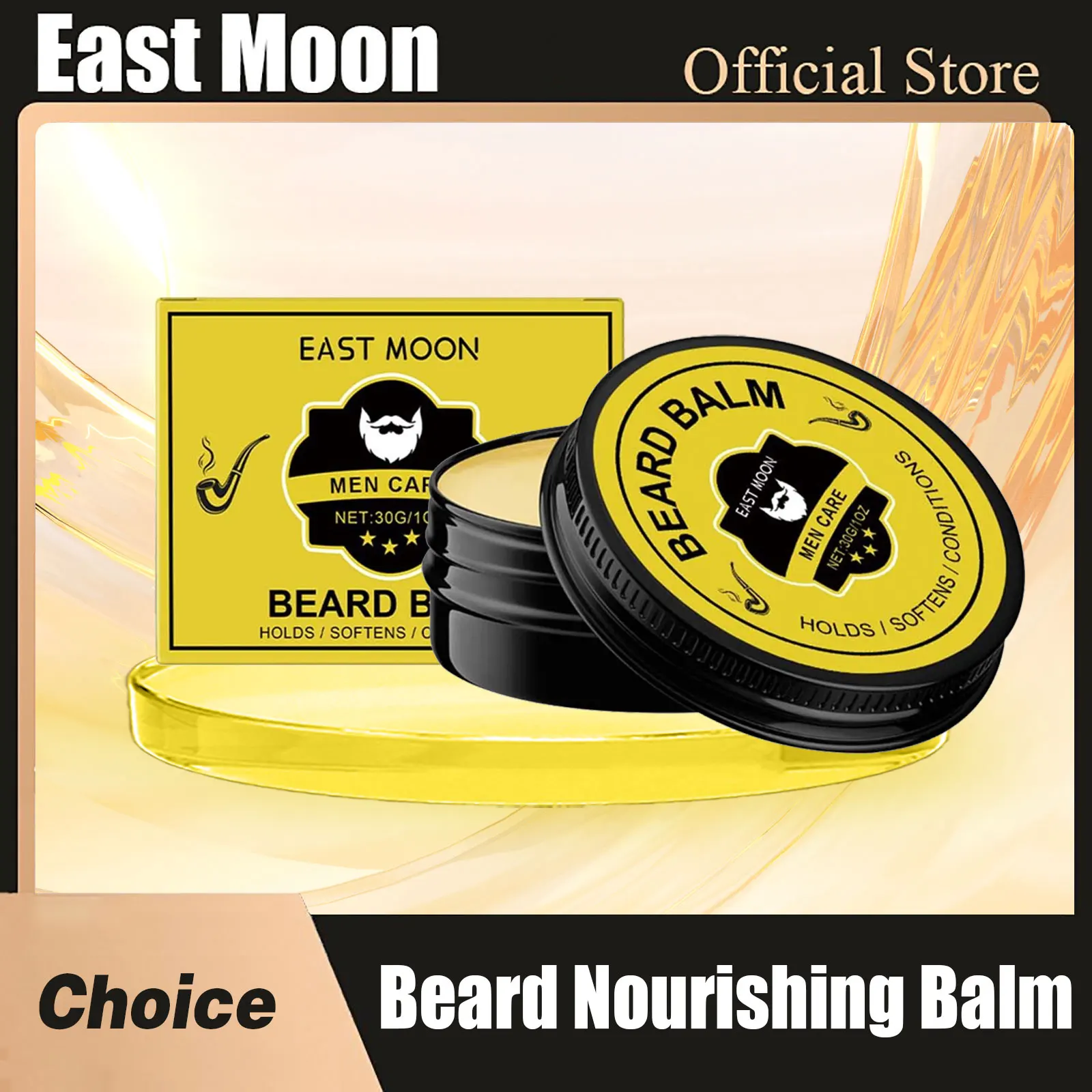 Balsem Perawatan Jenggot East Moon Man, Melembutkan Tahan Lama, Tidak Mengiritasi, Mengontrol Minyak, Meningkatkan Kemulusan, Menawan, Krim Perawatan Pertumbuhan Jenggot