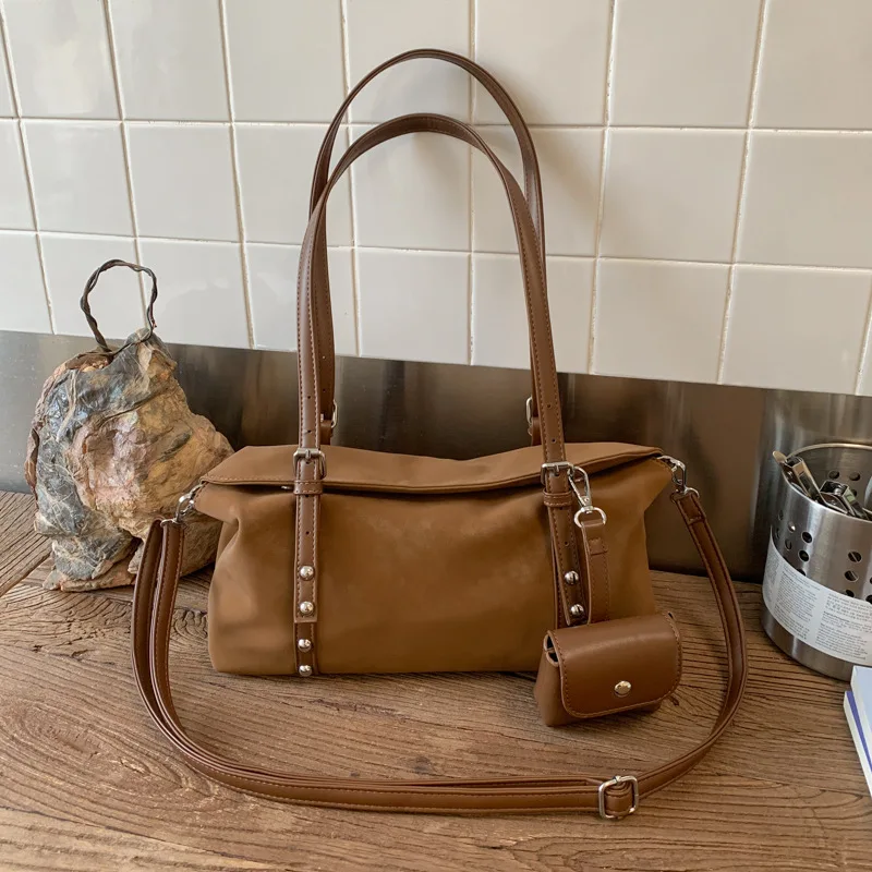 2025 Autumn Winter Shoulder Bag, Minimalist Top Handle Purse for Women, Chic Crossbody Tote, Versatile Day to Night Bag Textured