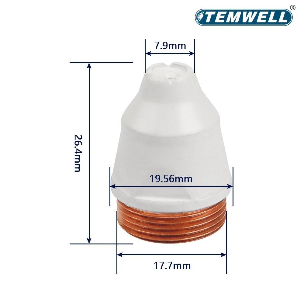 TEMWELL-Buse de protection revêtue P80, torche de découpe plasma à électrode, pointe de soudage CNC, 1.1mm, 1.3mm, 1.5mm, 1.7mm, 60A, 80A, 100A, 20 pièces