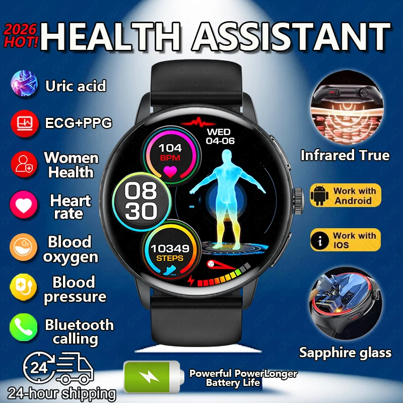 

2026 New Ssmart Watch AI Smart Q&A ECG Electrocardiogram Micro Physical Examination Heart Health Analysis Uric Acid Smart Watch