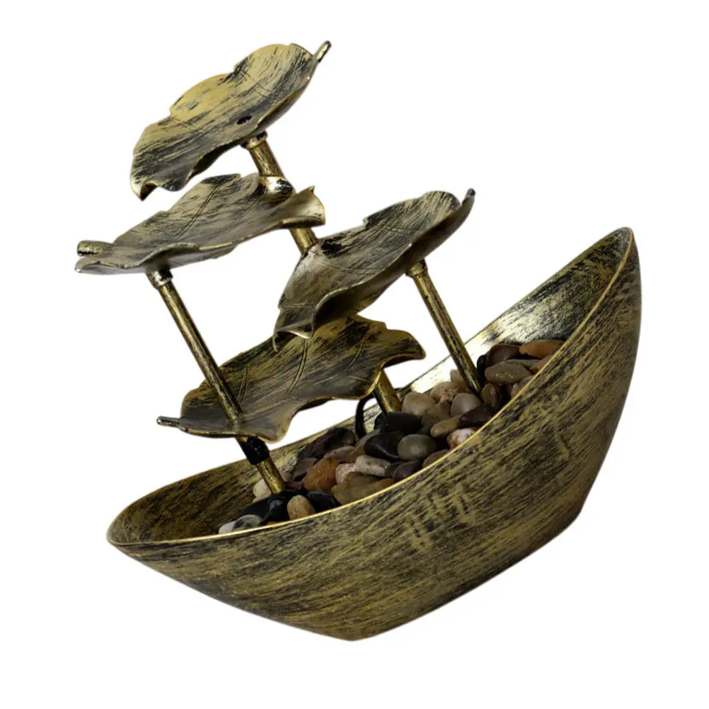 Fuente de monedas de hoja de loto de plástico, Material de decoración de escritorio, adorno de cascada pequeño, regalo para dormitorio y sala de estar