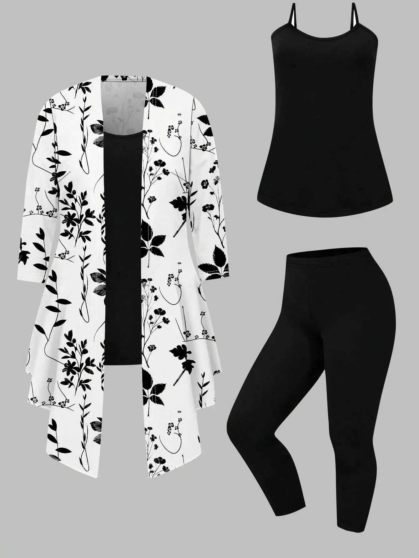

3pcs Plus Size Vintage Floral Casual Set For Women