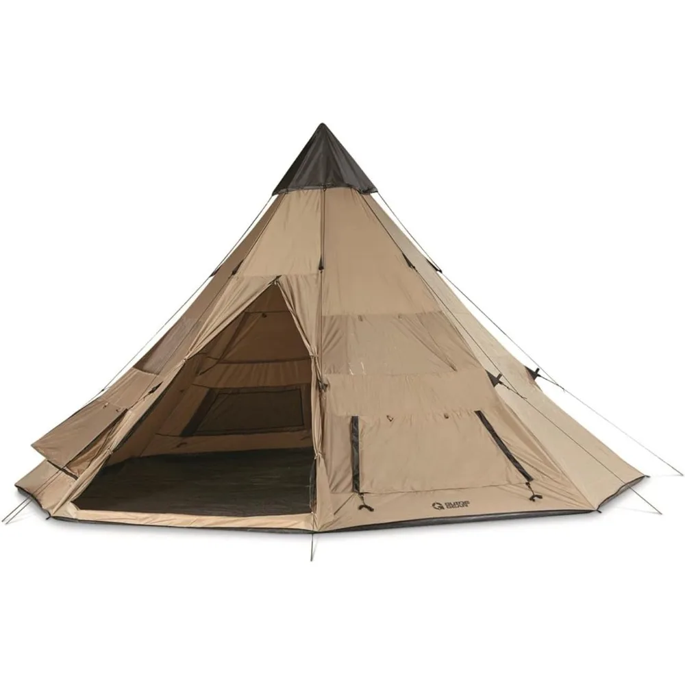 Camping Teepee Tent for Adults, Outdoor, Waterproof, Family, 8 Person, 18' x 18'