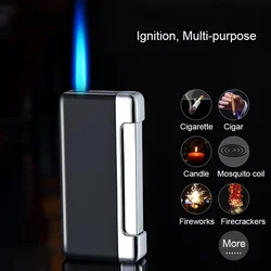 New Cigarette Torch Lighter Press Ignition Metal Jet Lighter Blue Flame Refillable Butane Gas Windproof Cigar Lighters Dropship