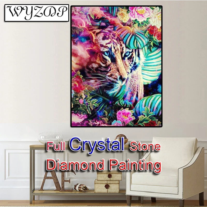 5D Diy Diamond Painting Tiger Picture Full Square Crystal Mosaic Embroidery Cross Stitch Crystal Diamond Art Home Decor 230728