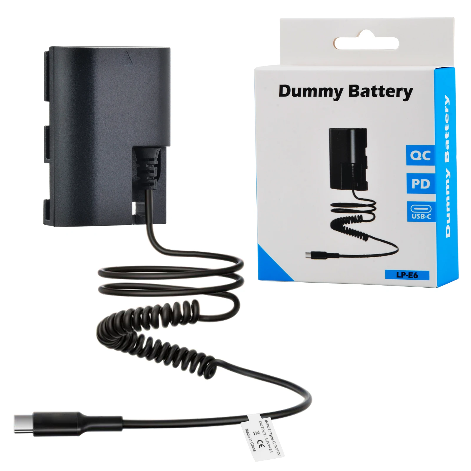 TAVT LP-E6 LP-E6NH Dummy Battery with Type-C Spring Power Adapter Compatible with Canon EOS R5 R6 R7 5D II/III/IV 5DS R XC15