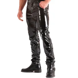 Pantalones ajustados de látex para hombre, pantalón brillante de cuero PU, aspecto húmedo, a la moda, para Club, escenario, espectáculo, banda de Rock