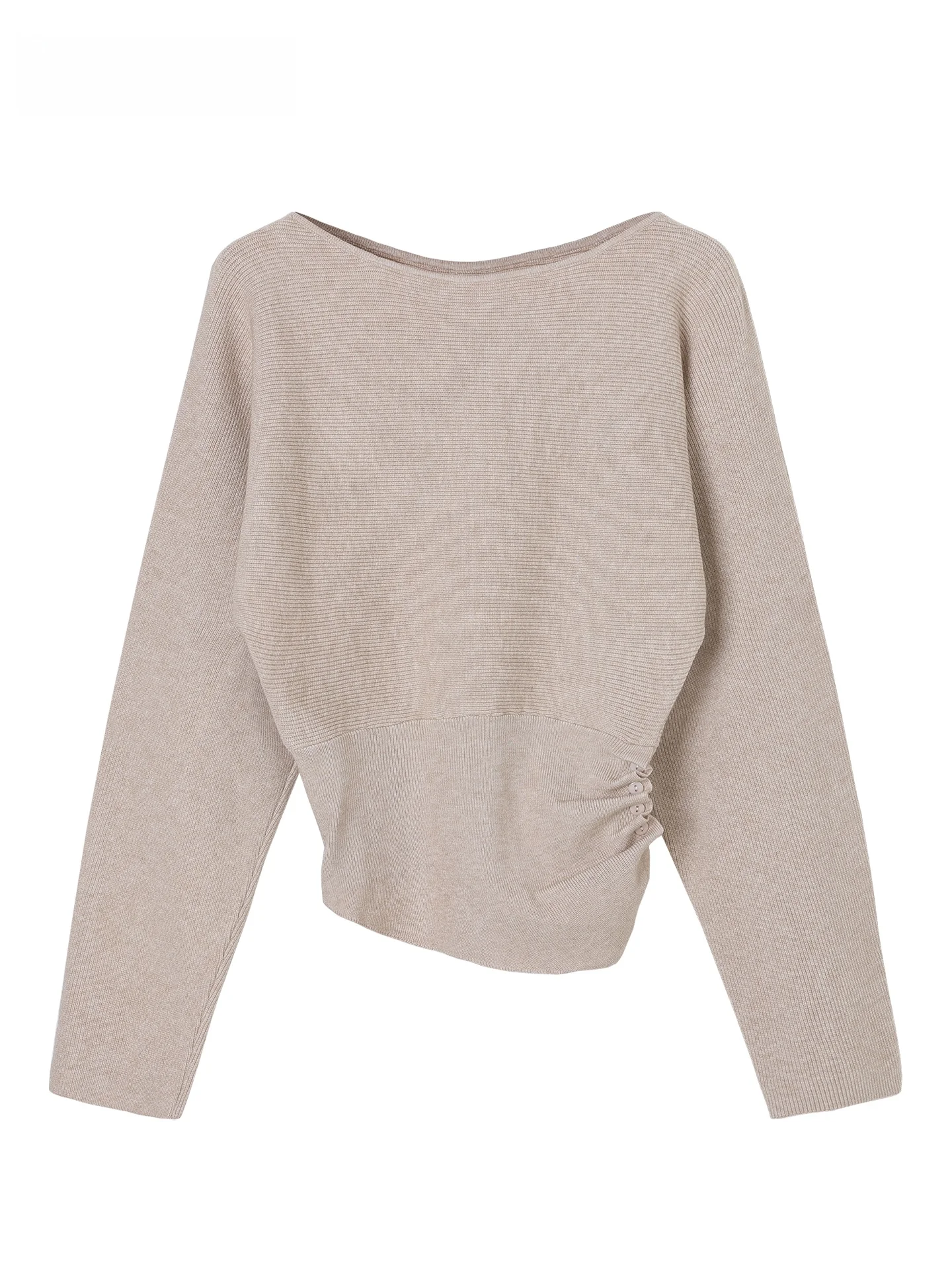 

JZZDEMM Knitted Slim Fit Women's Pullover Sweater Waist-Cinching Base Layer irt Folded High-End Feeling Soft V-Ne Long Sl...