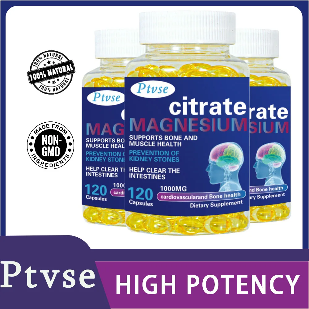 

Magnesium Citrate Capsules 1000 mg - High Absorption Citric Acid Complex, Vegan (Non-GMO, Gluten-Free)