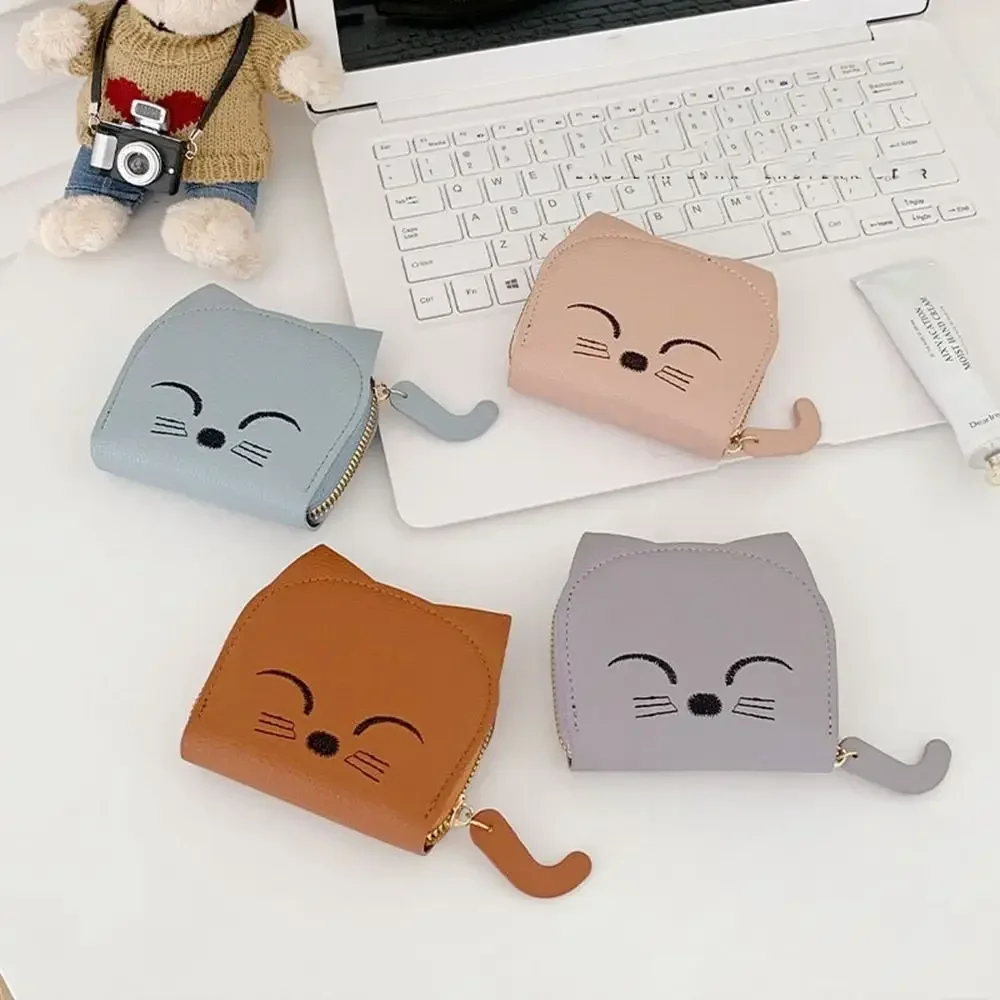 Portable Fashion PU Leather Coin Purse Multi-card Slot Change Bag Cute Cat Card Bag