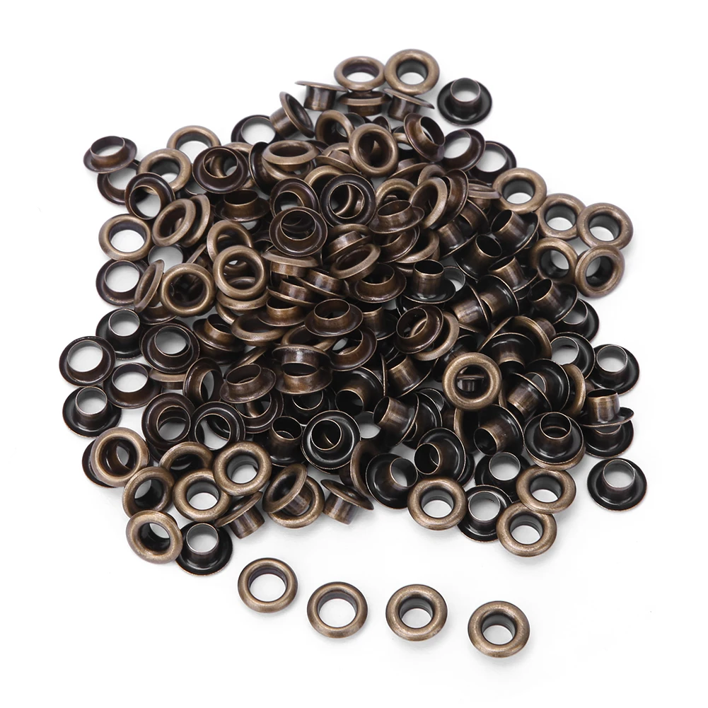100 Sets Messing Dubbelzijdige Grommets Kit 4mm Metalen Oogjes Bevestigingen Kleding Tas DIY Craft Accessoires