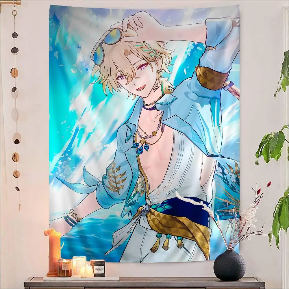 Game Honkai Star Rail aventurine Anime Tapestry Hanging Tarot Hippie Wall Rugs Dorm Home Decor