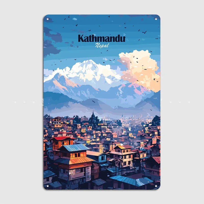 카트만두 스카이라인 여행 풍경 포스터 레트로 차고 클럽 - Home Decor Kathmandu 리뷰 및 가격