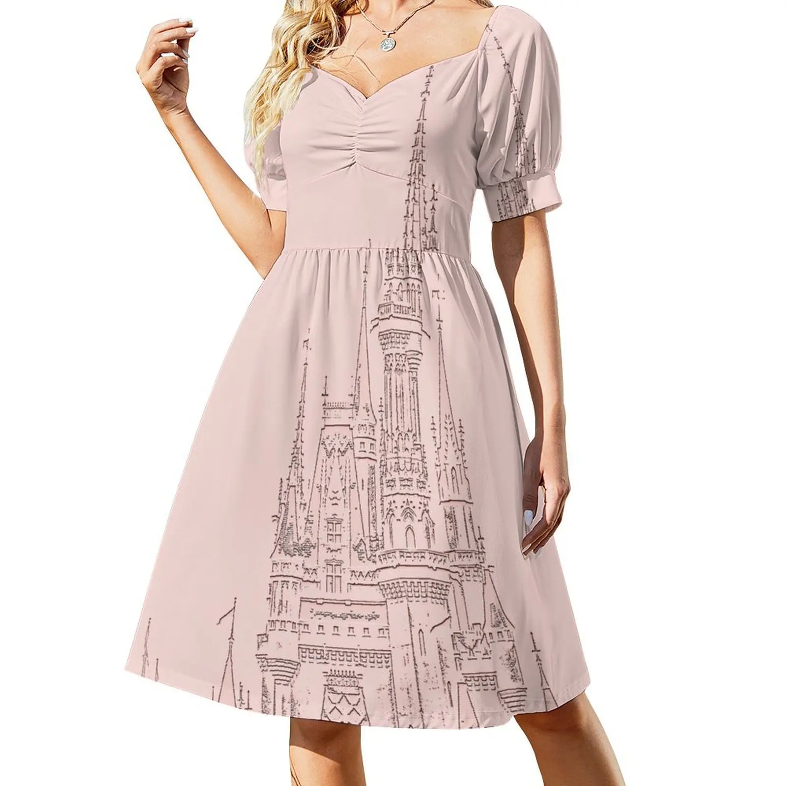 

Rose Gold Magic Castle Carving Short Sleeved Dress elegant dresses plus sizes summer dresses women 2025 Dress