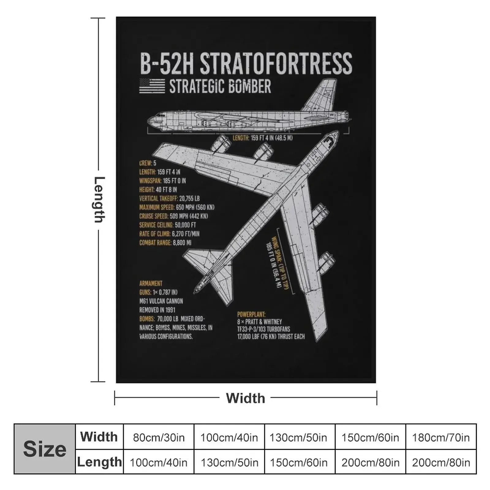 B-52 Stratofortress Bomber Aircraft Plane Airplane Blueprint Throw Blanket Bed covers Thermals For Travel Blankets