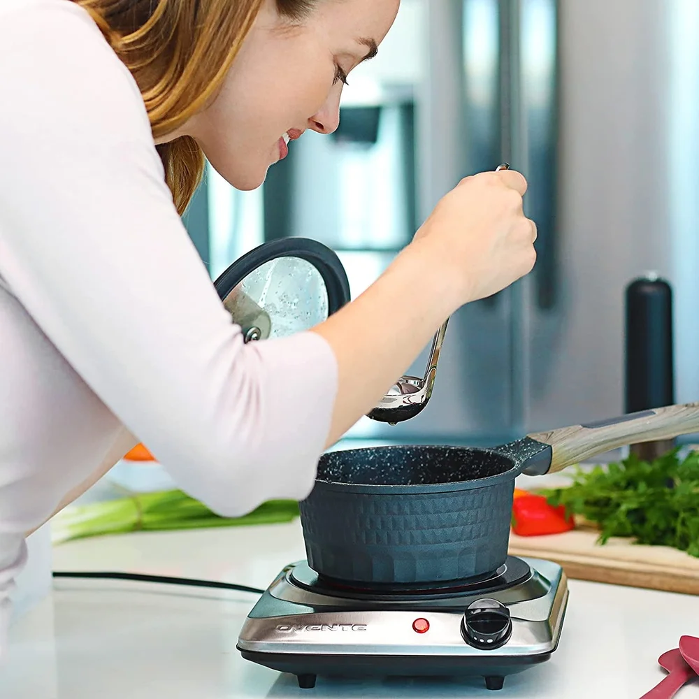 Bruciatore da appoggio elettrico a infrarossi da 1000 W, temperatura regolabile, piano cottura portatile facile da pulire, campeggio domestico, camper