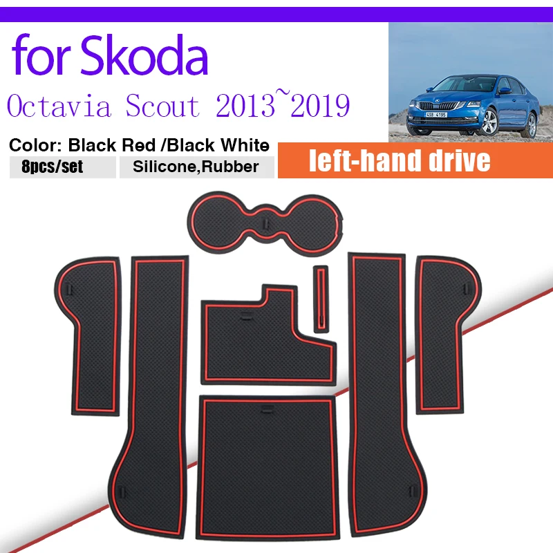 

Door Groove Dust-proof Pad for Skoda Octavia Mk3 5E Scout 2013~2019 Rubber Anti-slip Mat Cup Holder Gate Slot Car Accessorie