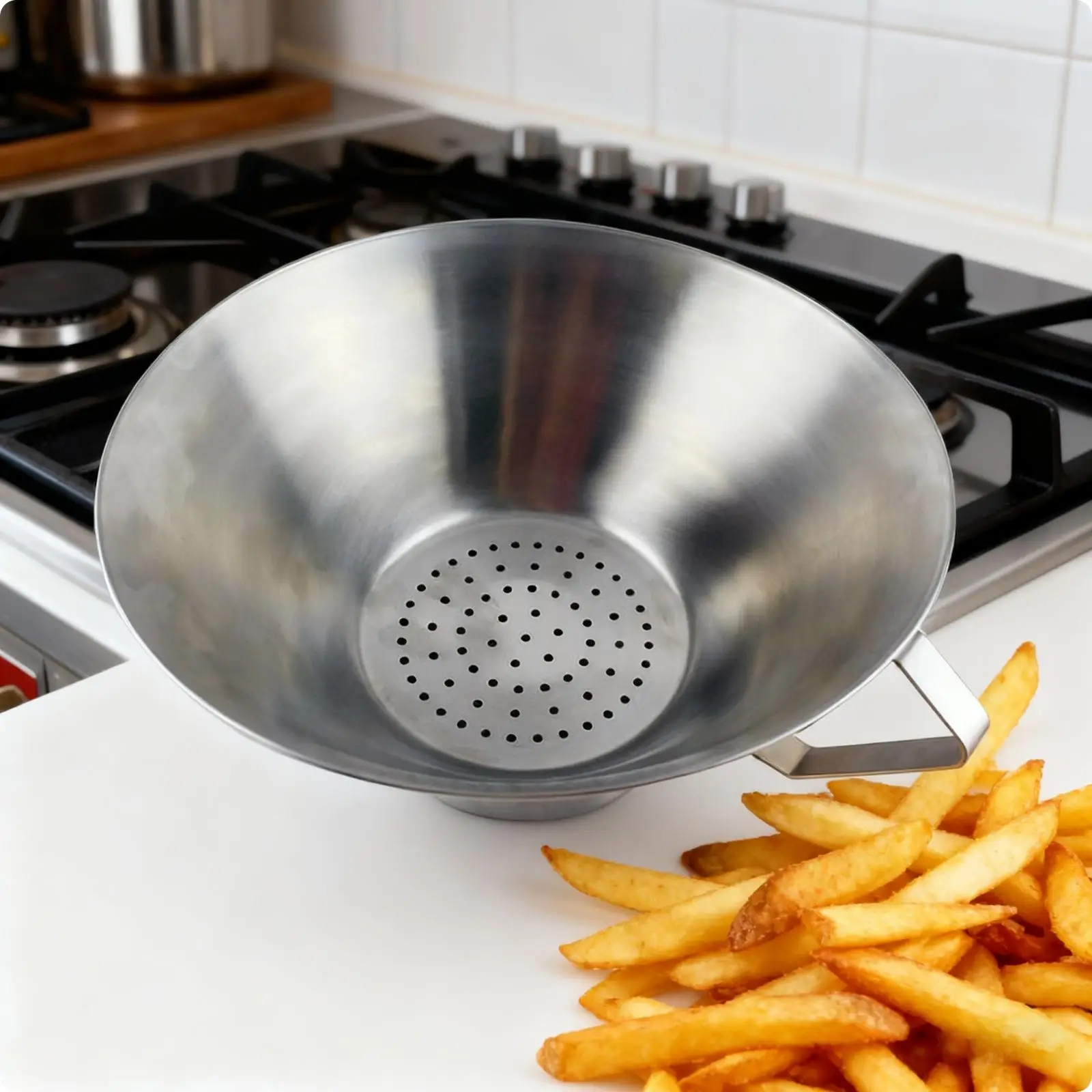 Oil Strainer Bowl Perforated Base Broth Strainer Bowl Wide Conical