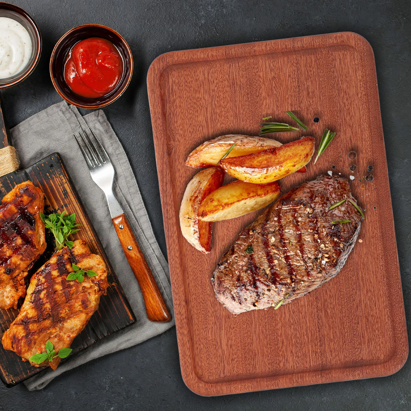 

Wooden Rectangle Charcuterie Board Natural Solid Wood Serving Tray Raised Edge Snack Appetizer Cheese Cake Dessert Plate Kitchen