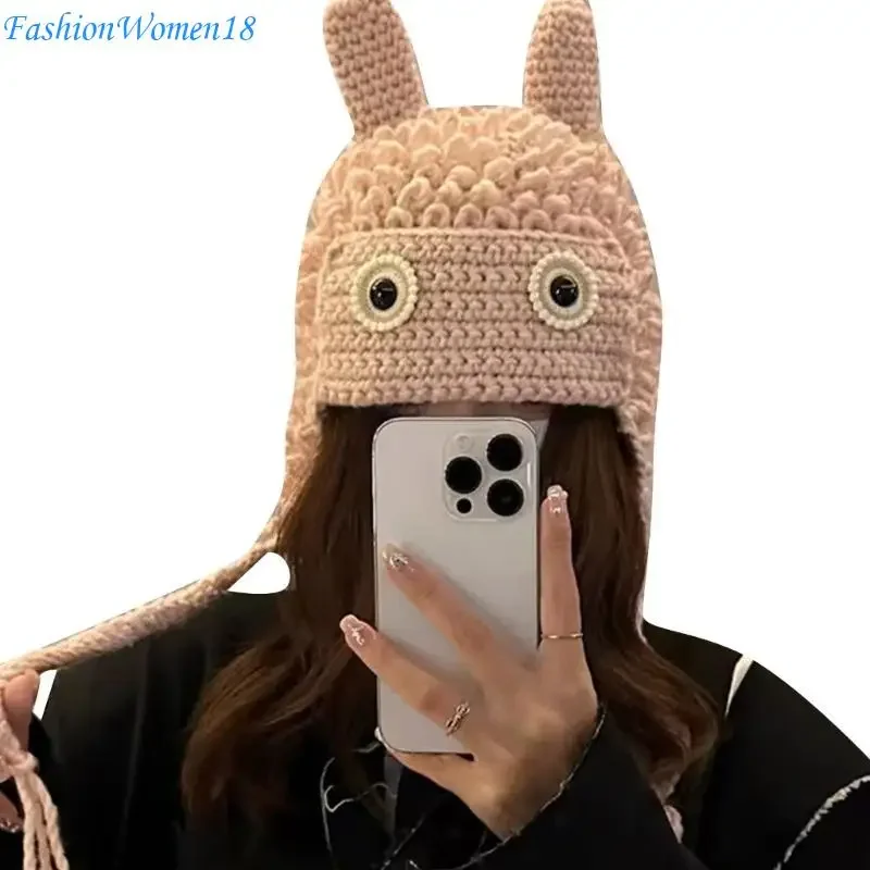 

Cartoon Monsters Beanie Cap Windproof Winter Hat Female Ear Flap Hat Outdoor Cap 57BD