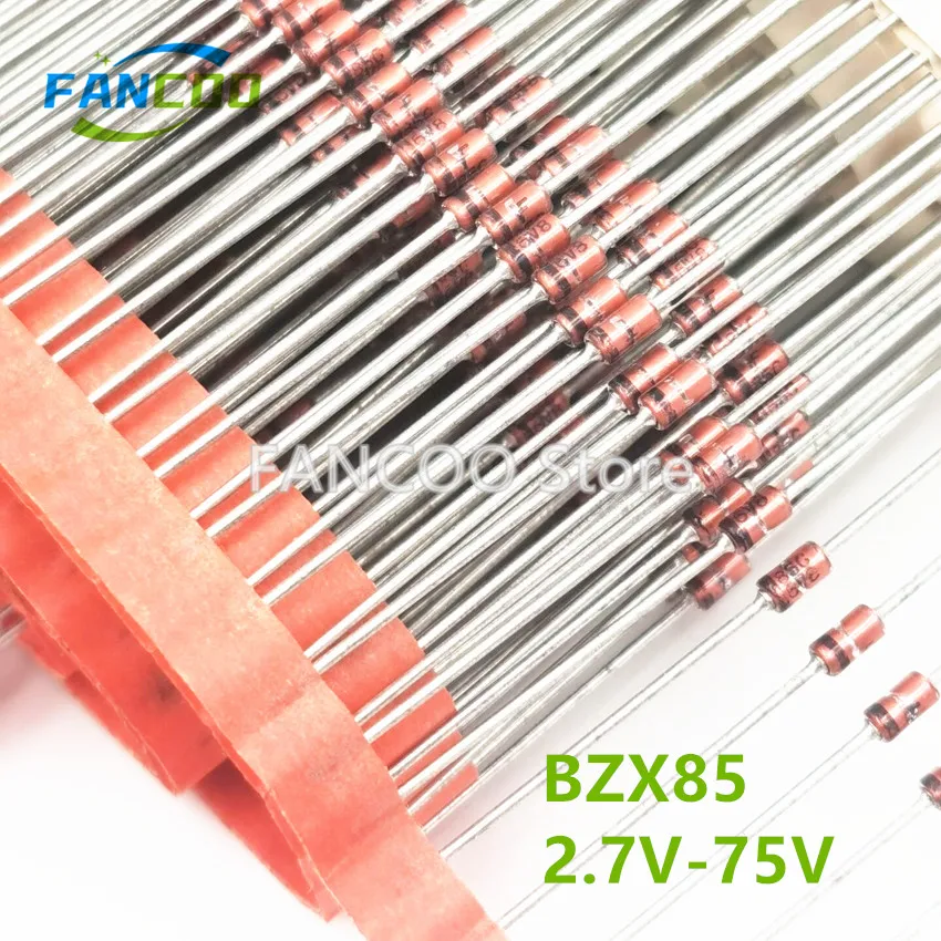 100 pz 2.7V-75V BZX85 BZX85C11 BZX85C12 12V BZX85C13 13V BZX85C15 BZX85C16 BZX85C18 BZX85C20 BZX85C22 BZX85C24 BZX85C27 bzx8530