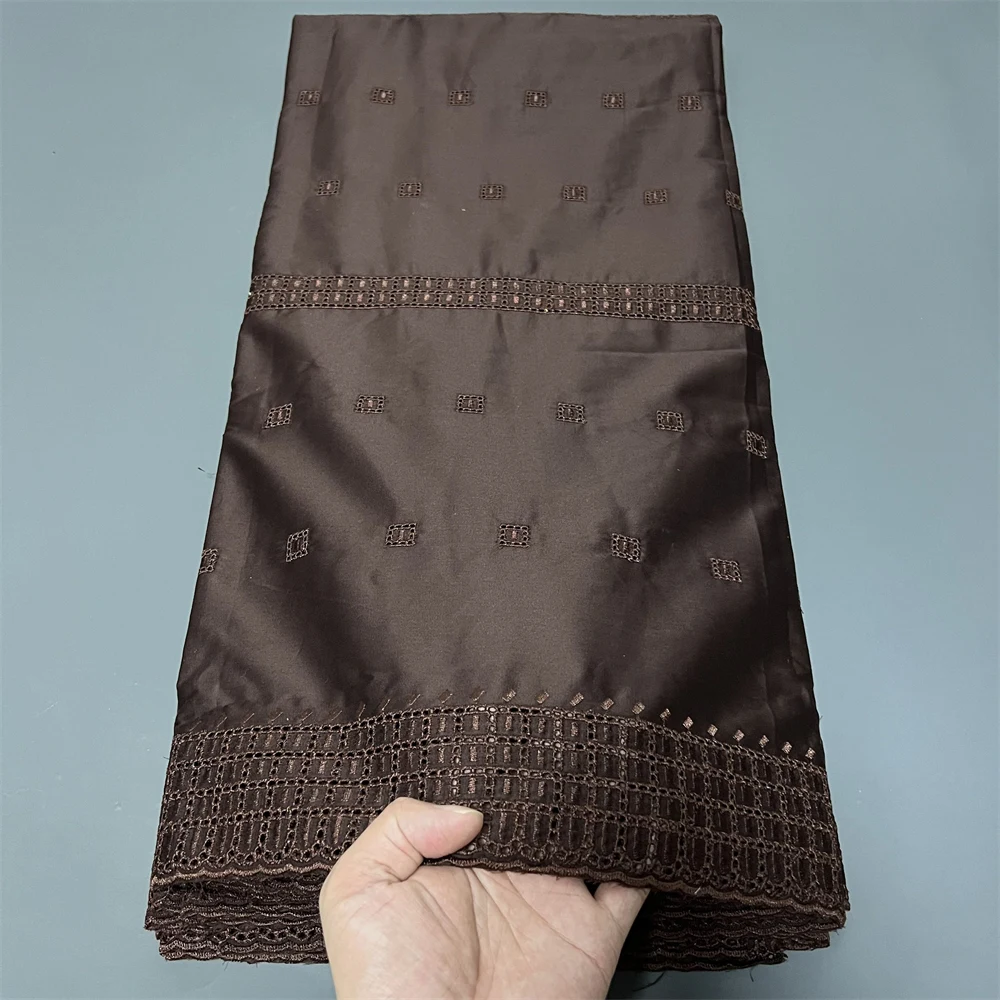 

African Lace Fabric 2025 High Quality,Cotton Fabrics By The Meter,Embroidery,Linen,Party Dresses,Tulle,Fashion,Cloth,5 Yards