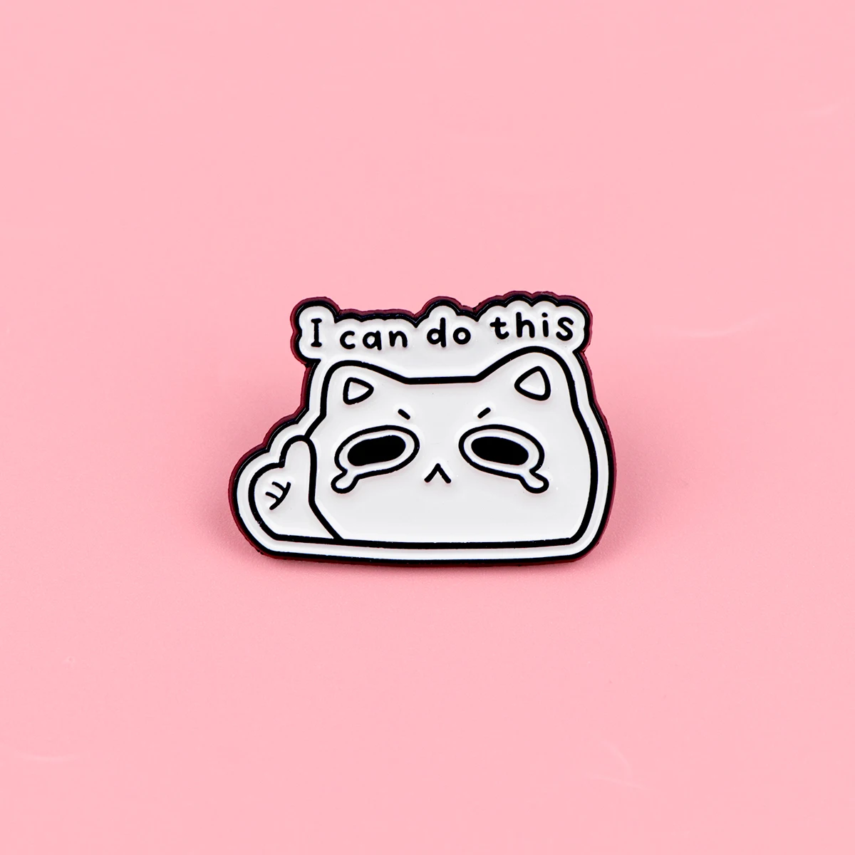 I can do this Enamel Pin Crying Cat Brooch Pines Lapel Pins Badge on Backpack Clothing Accessories Fashion Jewelry Friends Gifts