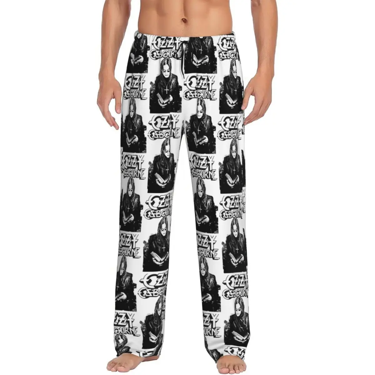 بنطال بيجامة Ozzy Osbourne للرجال مطبوع حسب الطلب، ملابس نوم برينس أوف داركنيس، قيعان صالة النوم مع جيوب