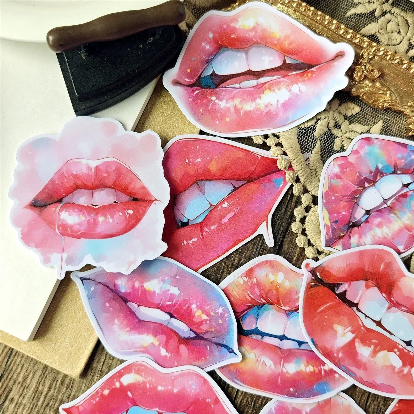 19pcs Cute Creative  Self-made Cute lips/Lick Scrapbooking Stickers /Decorative Sticker /DIY Craft Photo Albums Kawaii  kawaii