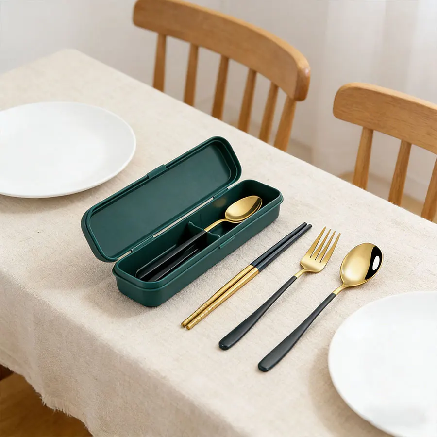 3-Piece Green & Gold Luxury Flatware Set - Stainless Steel Silverware for Home Kitchen Hotel Restaurant - Image 6