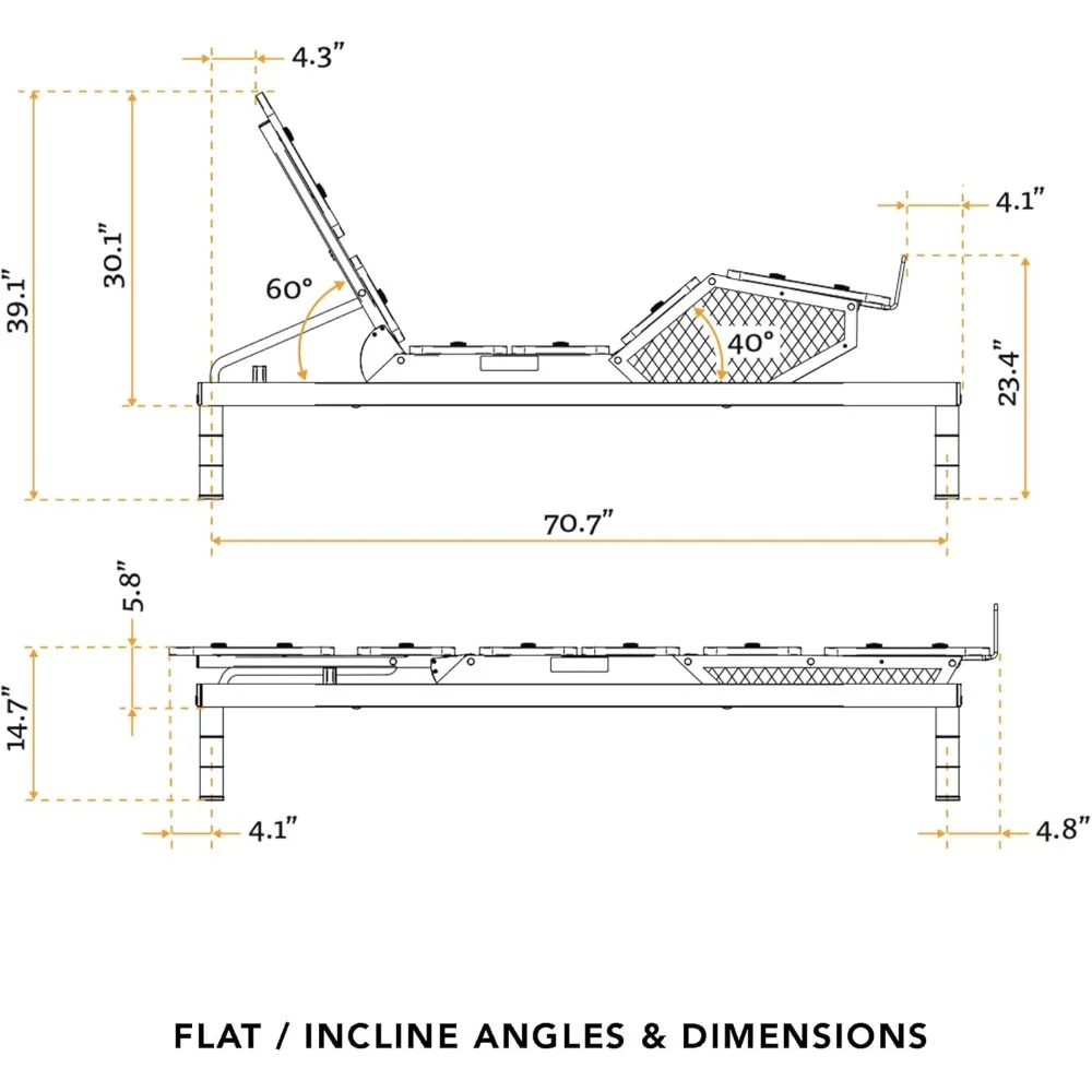 قاعدة سرير قابلة للتعديل | إطار سرير قابل للتعديل | مائل الرأس والقدم، منضدة الوصول، جهاز تحكم عن بعد لاسلكي، مظهر منخفض، #3
