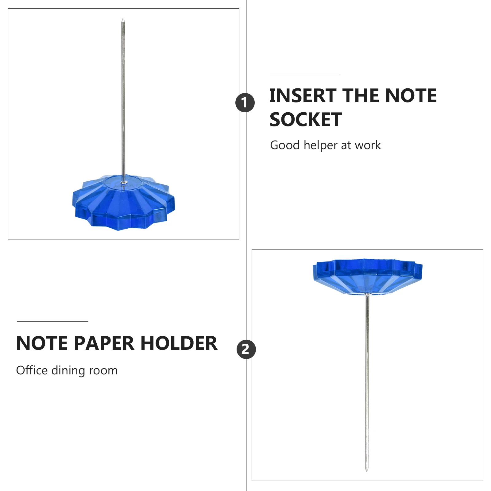 

2 Pcs Plastic Bill Holder Large Fork for Desk Office Blue Color Receipt Spike Sturdy Base Restaurant Check Memo HOLDER