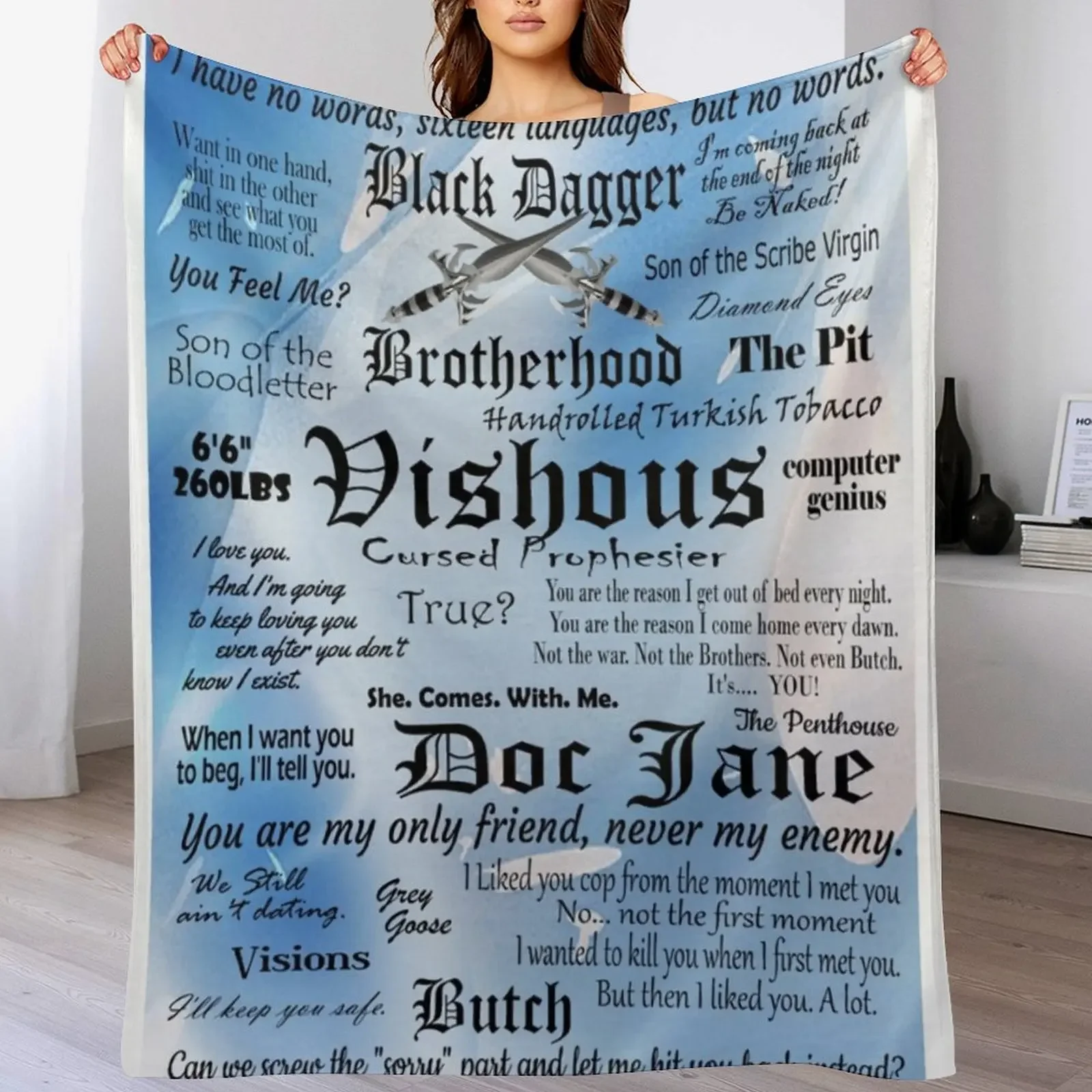 Vishous Black Dagger Brotherhood Throw Blanket Custom Luxury Throw Polar Blankets