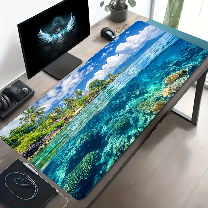 

Wide Desk Mat Gaming Mouse Pad Cloth Surface Non Slip Rubber Base for PC Laptop Keyboard Home Office Setup