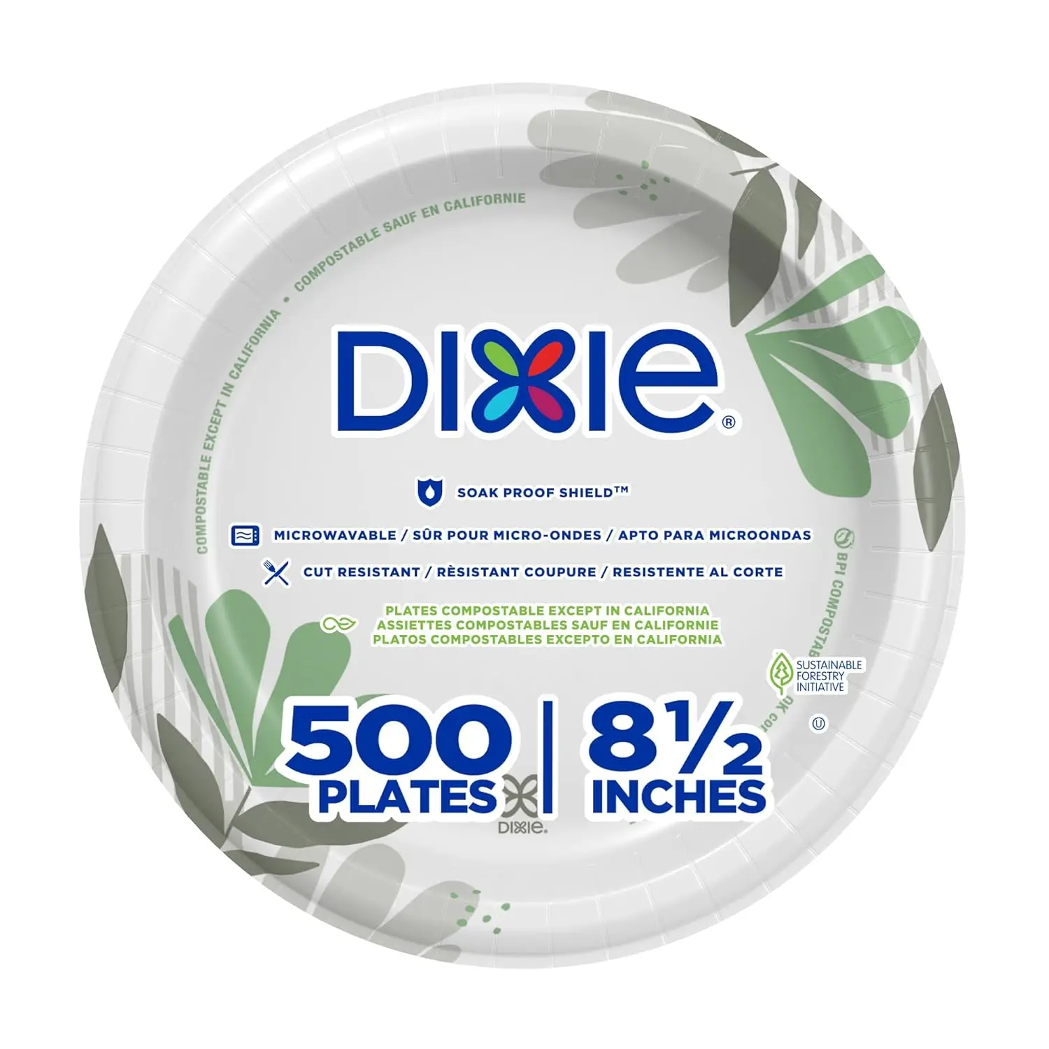 

8.5 Inch Heavy Duty Paper Plates, 500 Count, Soak-Proof & Microwave Safe, Perfect for Everyday Meals & Parties
