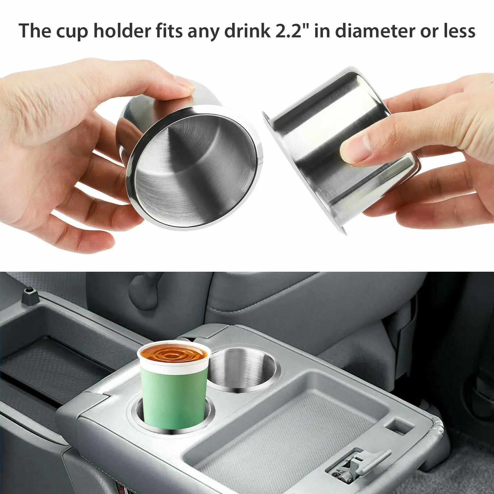 2pcs Stainless Steel Cup Drink Holders Mount For Car Truck Marine Boat Camper RV