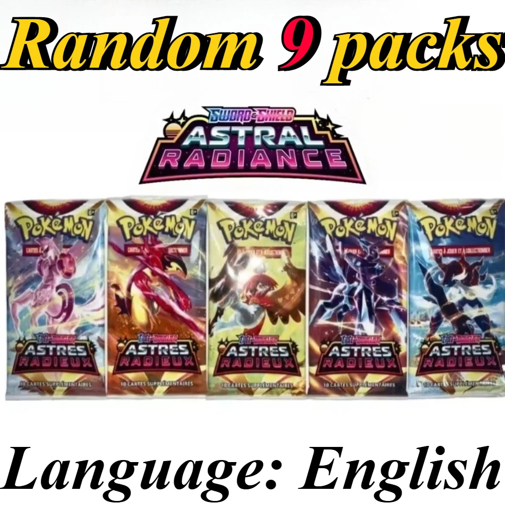 9 Packungen Pokémon-Kartenpakete Bright Stars Prismatic Evolutions, PALDEAN FATES, Englische Erweiterungspakete, Battle Transaction Card Geschenkset – Detail 4
