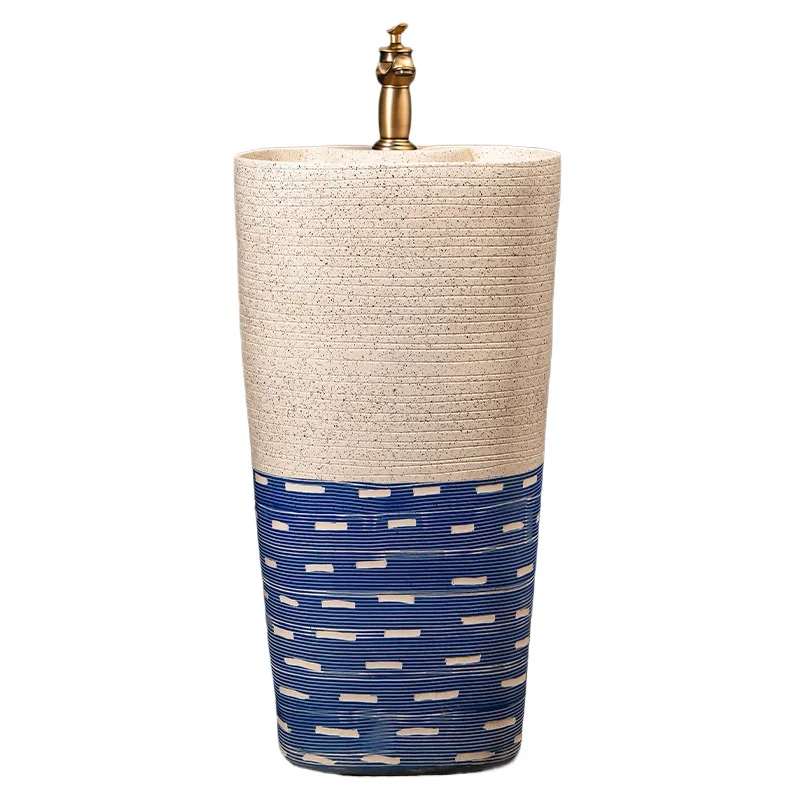 Household balcony column washbasin ceramic integrated column basin outdoor pool floor-standing basin