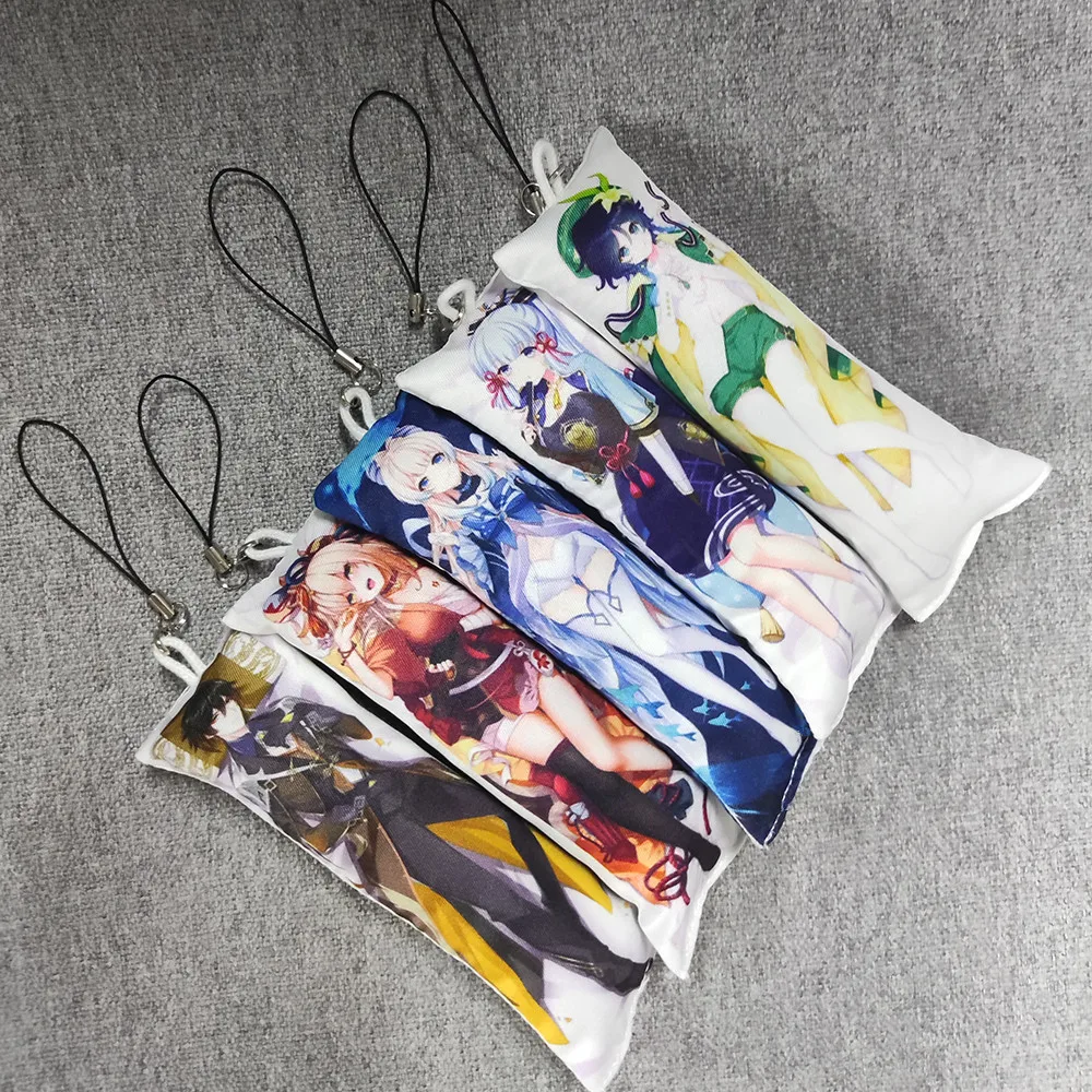 Llavero Mini Dakimakura con motivo de diseño Original de Anime, colgante divertido, adorno colgante de doble cara, llavero de almohada pequeña