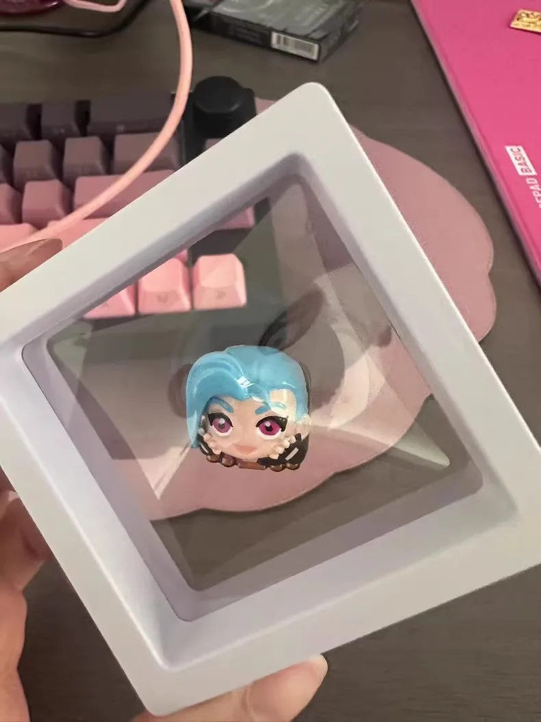 Tutup kunci cetak 3D 1 buah tema Game LOL PC Jinx dan Zeri Keyboard mekanik tombol R4 tinggi untuk Cherry atau Akko atau MX axis