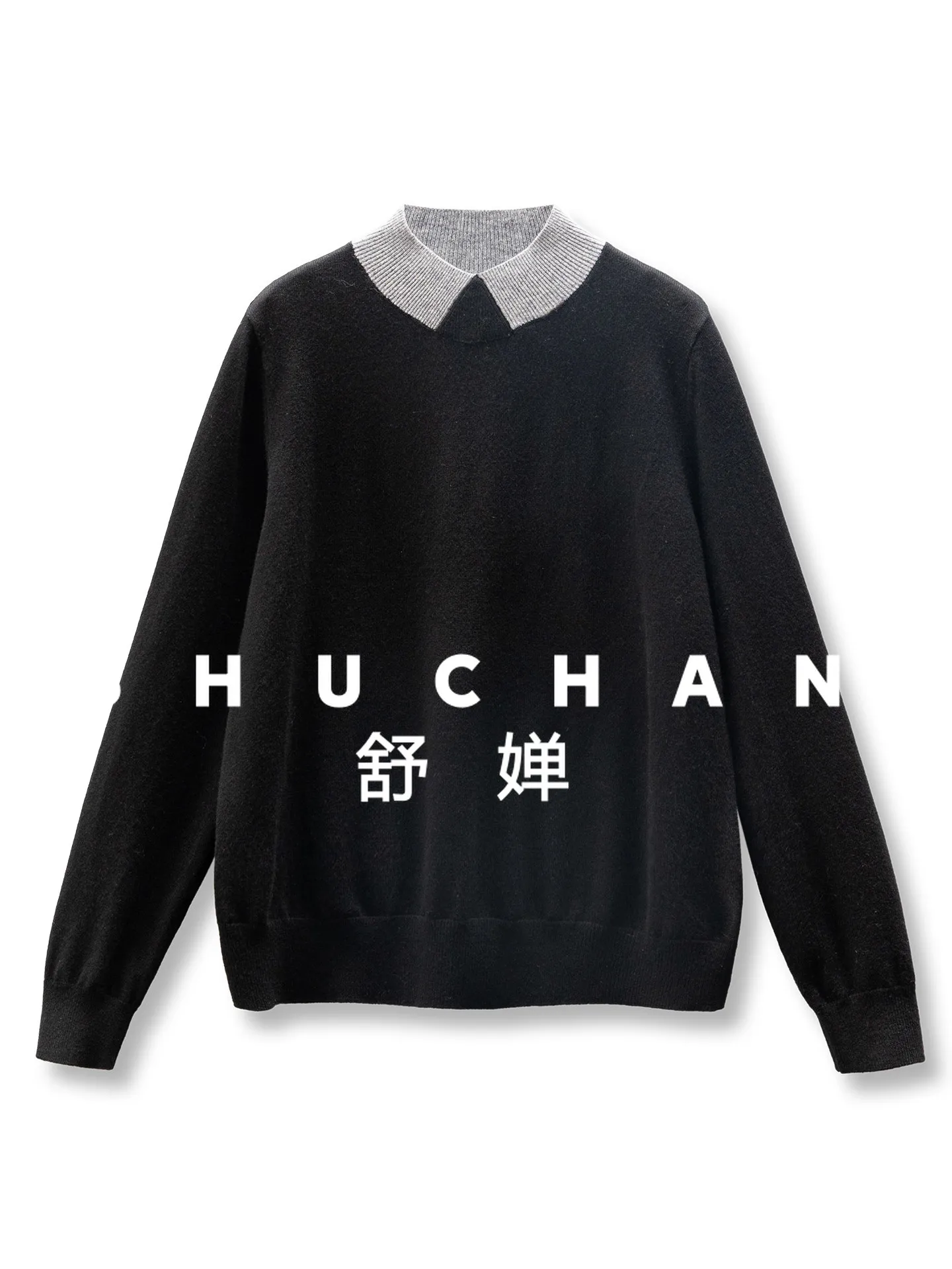 

Pullover Casual 100 Wool Contrasting Color Fake Polo Collar Semi-turtleneck Sweater Women 55I8 Blusa Inverno Feminina