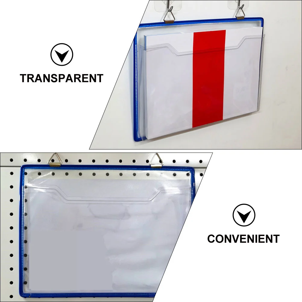 Bolsa de almacenamiento de archivos, bolsa para documentos, contenedor transparente para colgar en el hogar, soporte magnético de bolsillo, plástico