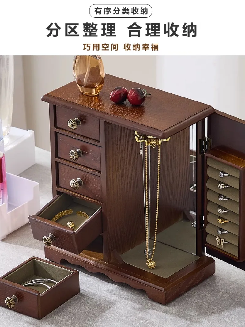 Jewelry Storage Box High-grade Wooden Multi-layer Large Capacity Home Vintage Chinese Necklace Jewelry Hand Jewelry Box