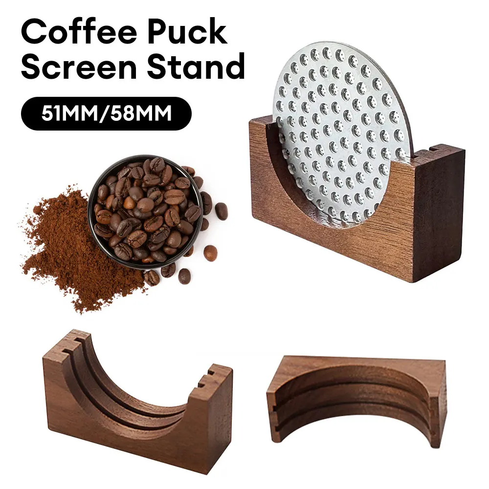 Espresso Coffee Filter Wooden Walnut Stand Rack  Coffee Making Puck Screen Bracket for 51MM/54MM/58MM Puck Screen